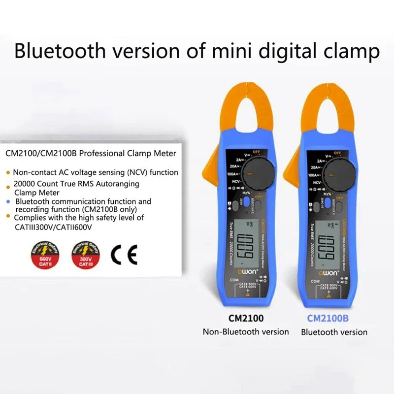 B-M Owon CM2100B 20000 Counts Digital Multimeter Mini Clamp Meter 100A 600V AC/DC Voltmeter Ammeter HZ NCV VFC Meter