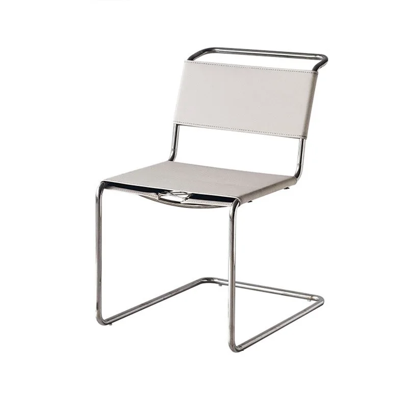 

Nordic Home Living Room Furniture Ins Wind Stainless Steel Pipe Chair Saddle Leather Back Seat Leisure Negotiation Chair