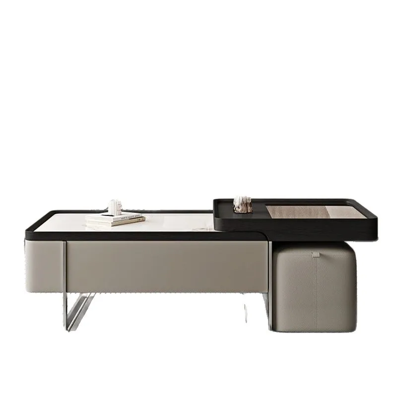 HYS medieval Italian minimalist technology stone rectangular coffee table high-end light luxury complete storage