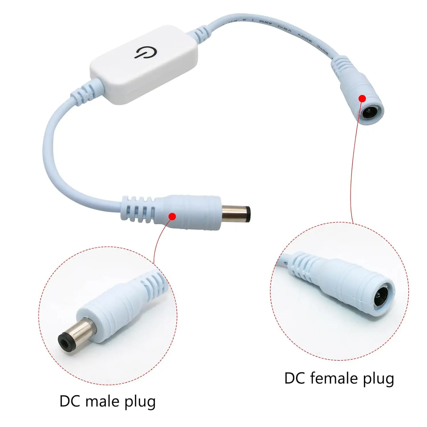 LED Strip Switch Touch Sensor Controller 30cm DC femmina maschio LED Switch connettore 5.5*2.1MM per 12V 24V 5050 3528 LED Tape light