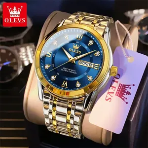Olevs Quartz Watch for Men, luxury diamond gold clock, waterproof luminous stainless steel, business men watch 10 Main Sales Men's Luxury Watch - №8