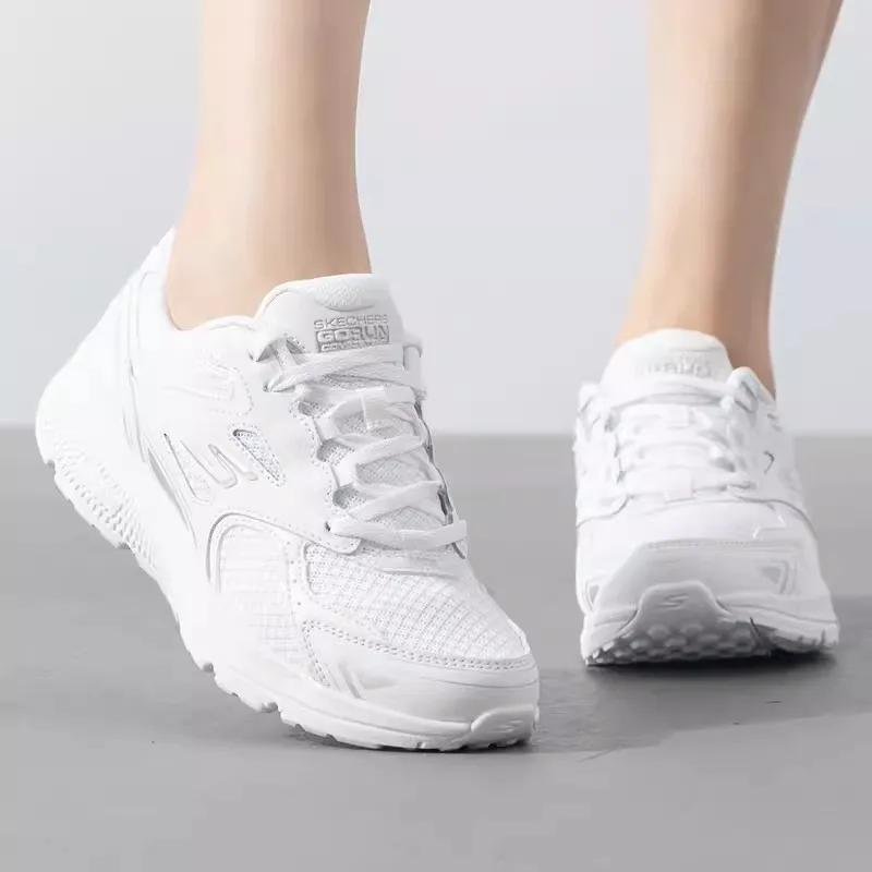 Skechers zapatillas de deporte para mujer, zapatos informales transpirables de malla de verano para correr, zapatos ligeros para correr que absorben los golpes