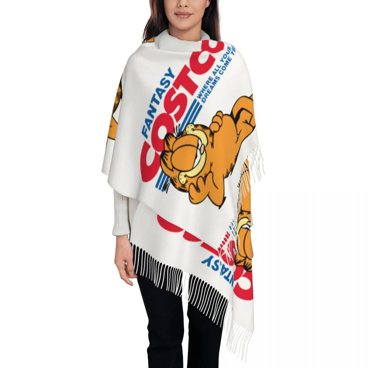 Customized Printed Fantasy Costco Fun Scarf Men Women Winter Warm Scarves Funny Cat Garfields Shawls Wraps