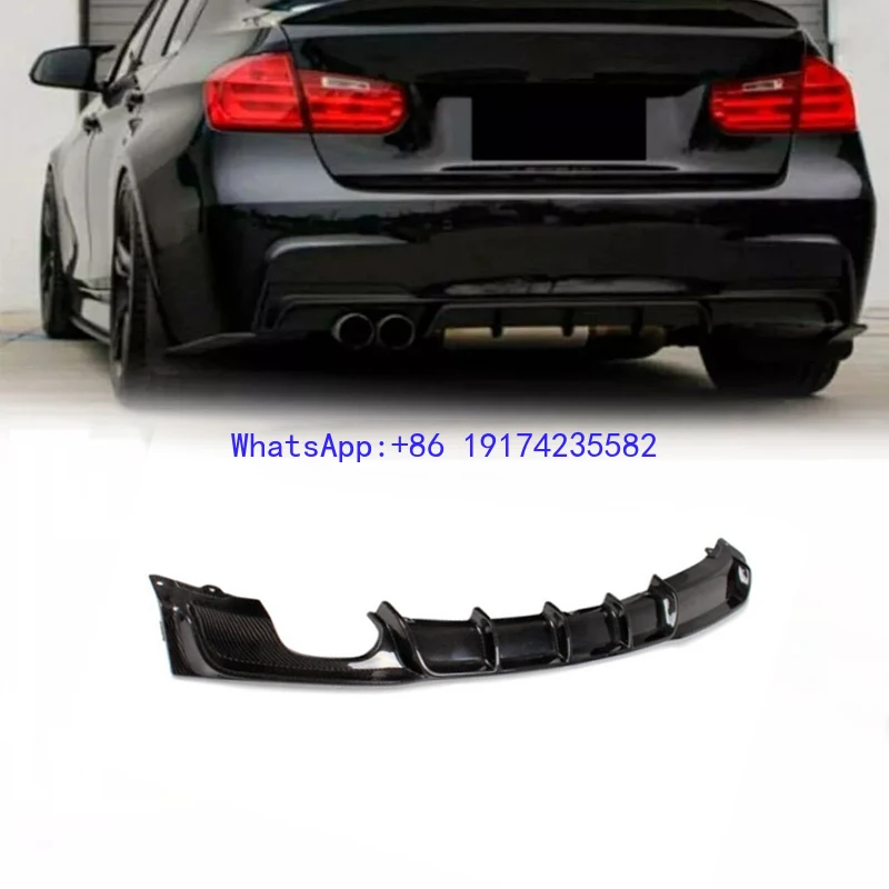

- Real Carbon Fiber Rear Bumper with Exhaust Cut-Outs for BMW 3-SERIES F30 M-TECH 2012-2017 Model