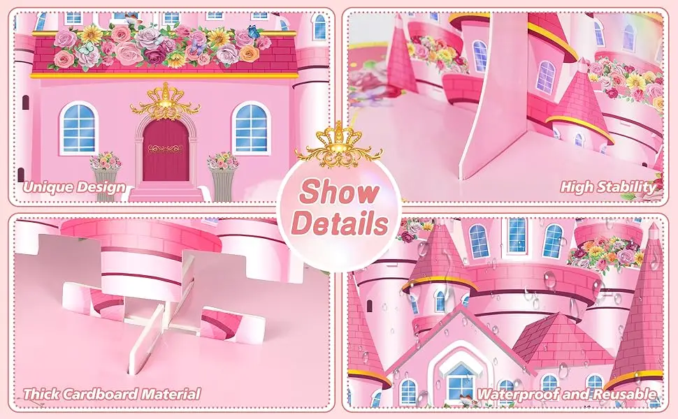 Rosa Schloss Prinzessin Geburtstag Party Cupcake-Ständer Dekorationen Cupcake-Halter für Mädchen Kinder Babyparty - Partyzubehör – Detail 4