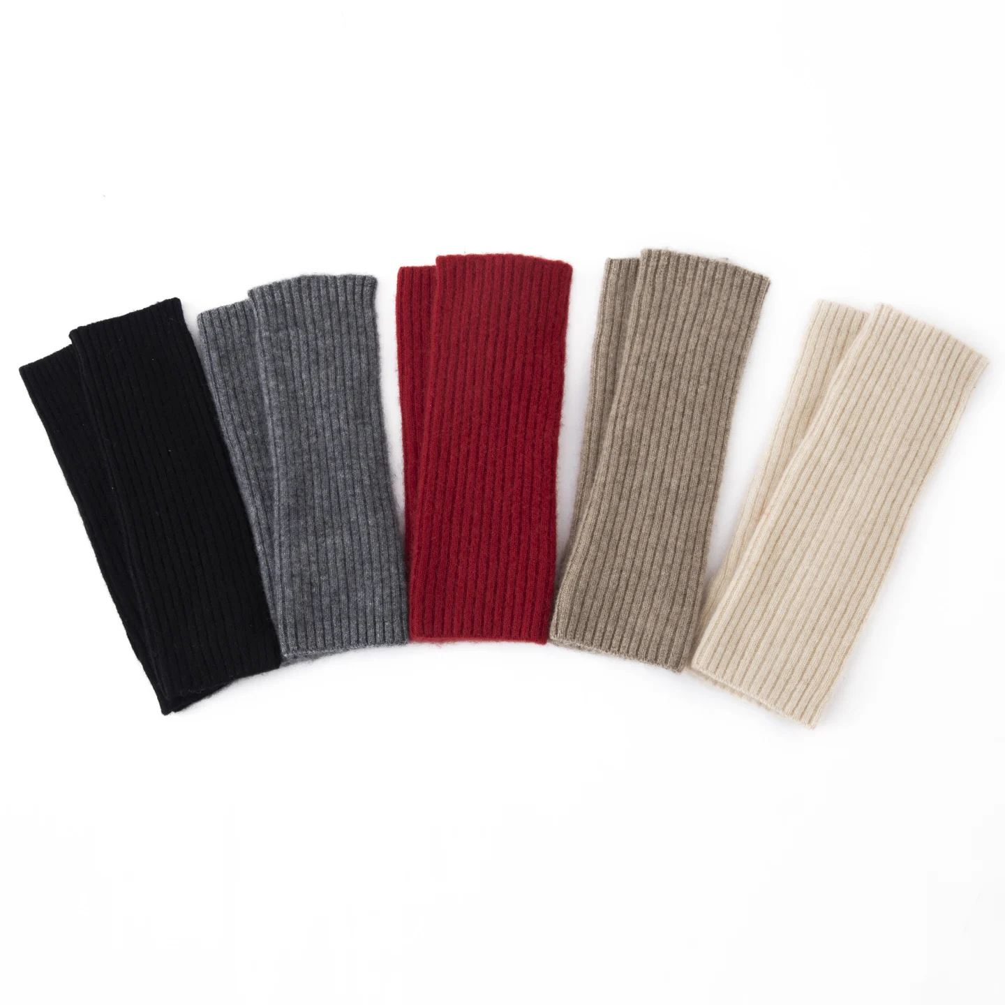 Winter 100% Cashmere Knitted Half Finger Gloves Solid Color Wrist Protection Fingerless Arm Warmers Cold Proof Thermal Mittens