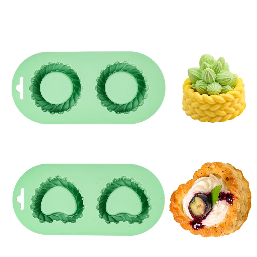 

New Pattern Silicone Baking Mold 2-Cavity Heart,Round Shape Mold DIY Baking Mousse,Pudding Mold Easy Release