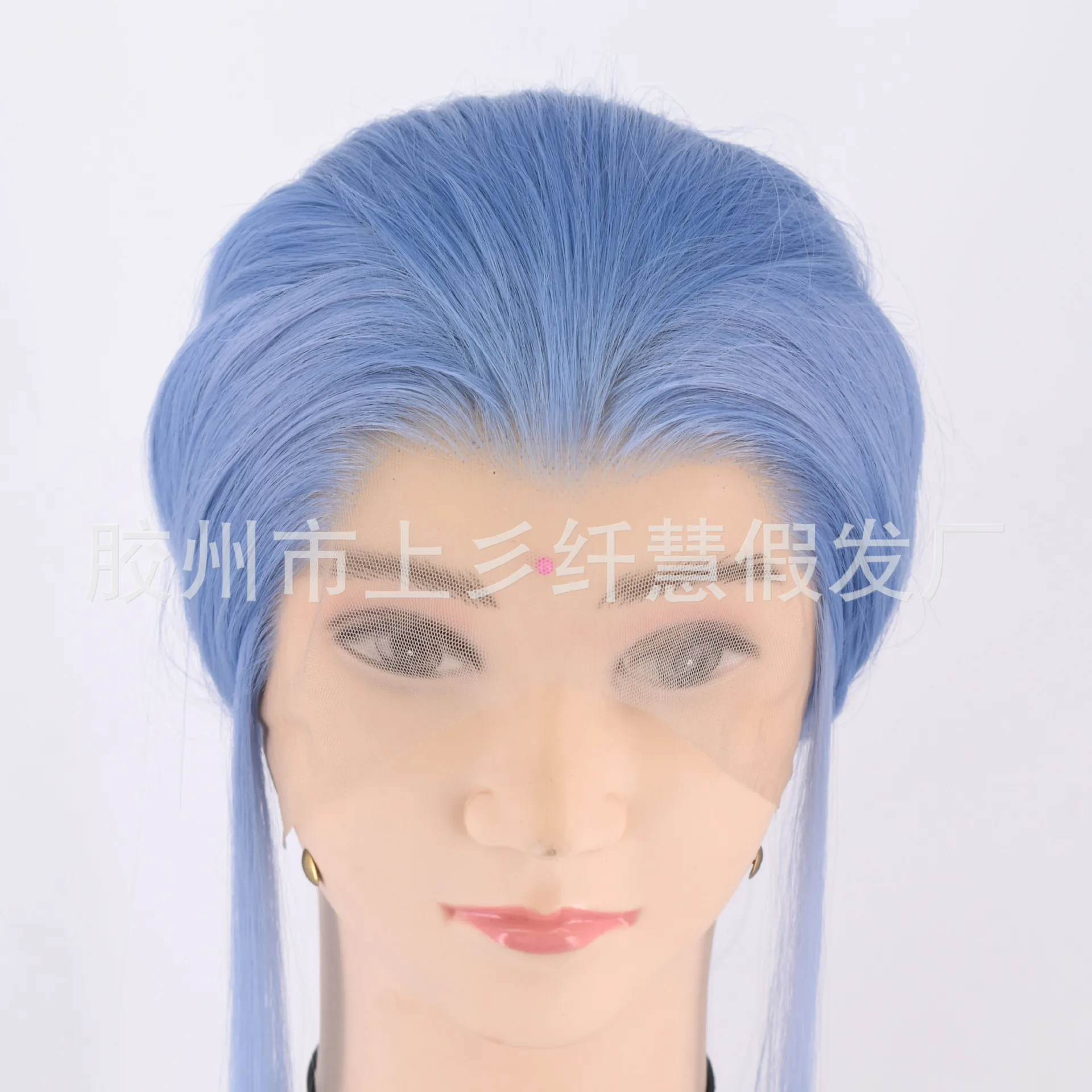 Synthetic Lace Front Blue Long Straight Wig Mi-ku Inspired Heat Resistant Matte Fiber Cosplay Hair for Party Wholesale