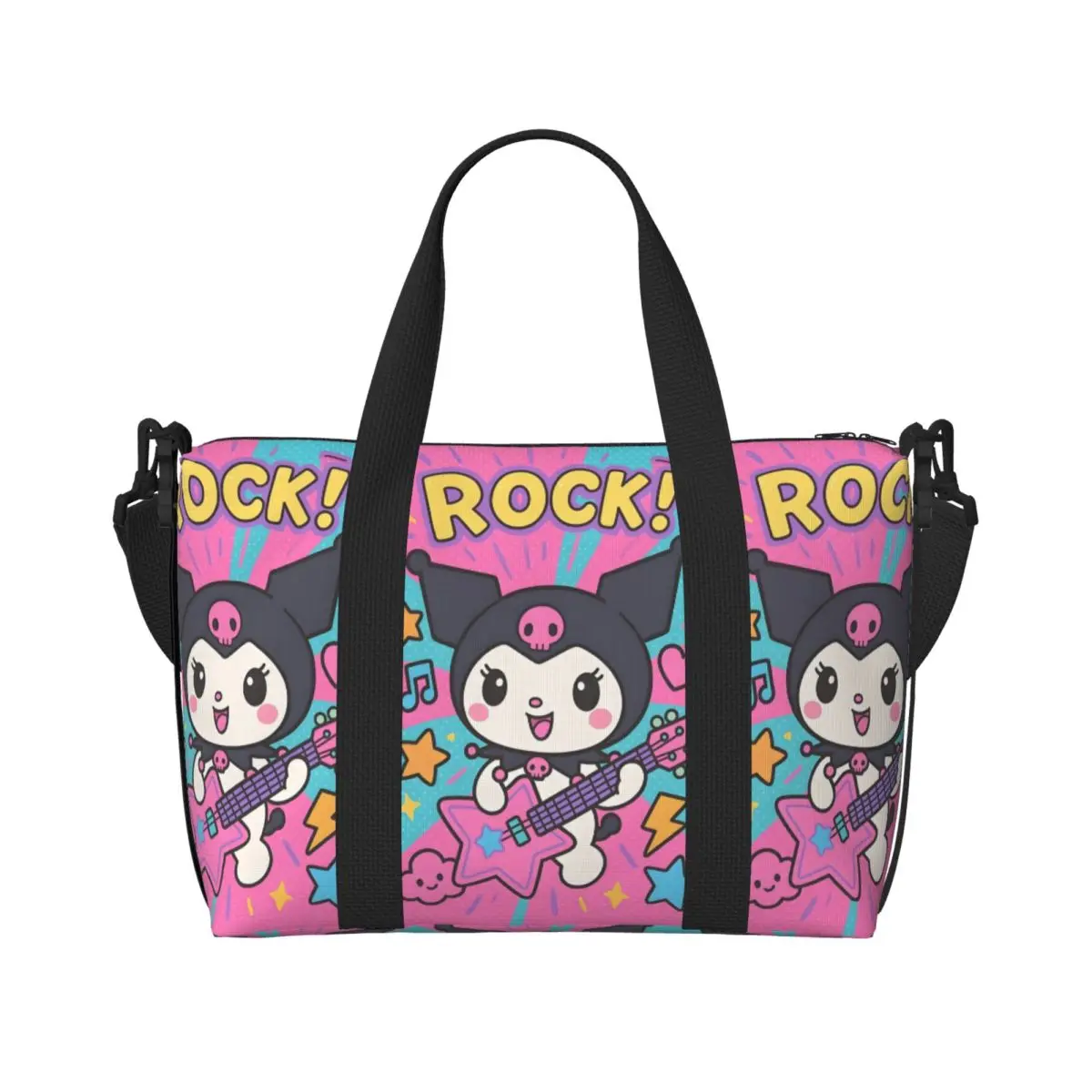 

Custom Kuromi Cartoon Movie Beach Tote Bag Women Classical Cartoon Movie Anime Big Compartment Gym Beach Travel Bags