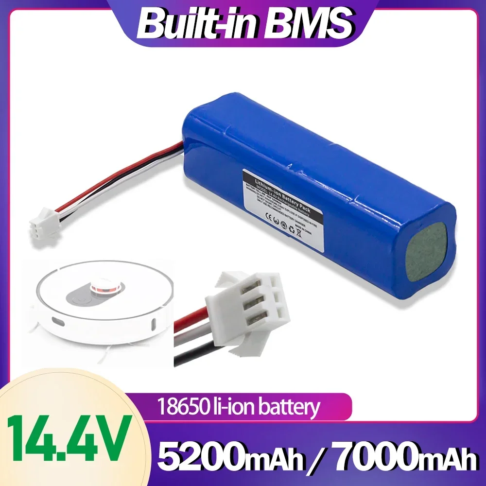 Li-ion Battery 14.4V 7000mAh Rechargeable For Lydsto R1, Viomi S9, Philips FC8972 ,AB-T530S Robot Vacuum Cleaner R1 Battery Pack