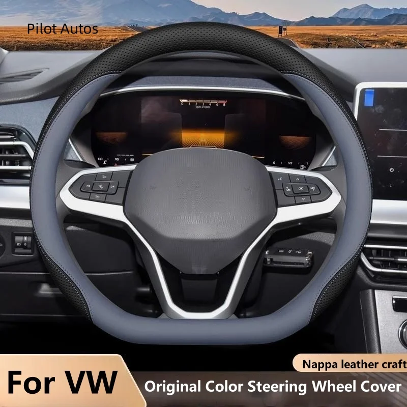 Original Colour For VW Car Steering Wheel Cover Interior Genuine Leather Breathe Nappa For Volkswagen Lavida Tiguan Lavida XR