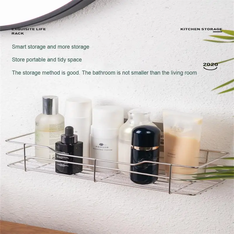 Seasoning Wall Shelf Ventilated Large Capacity Stainless Steel Holder Waterproof Moisture-proof Convenient Adhesive Installation