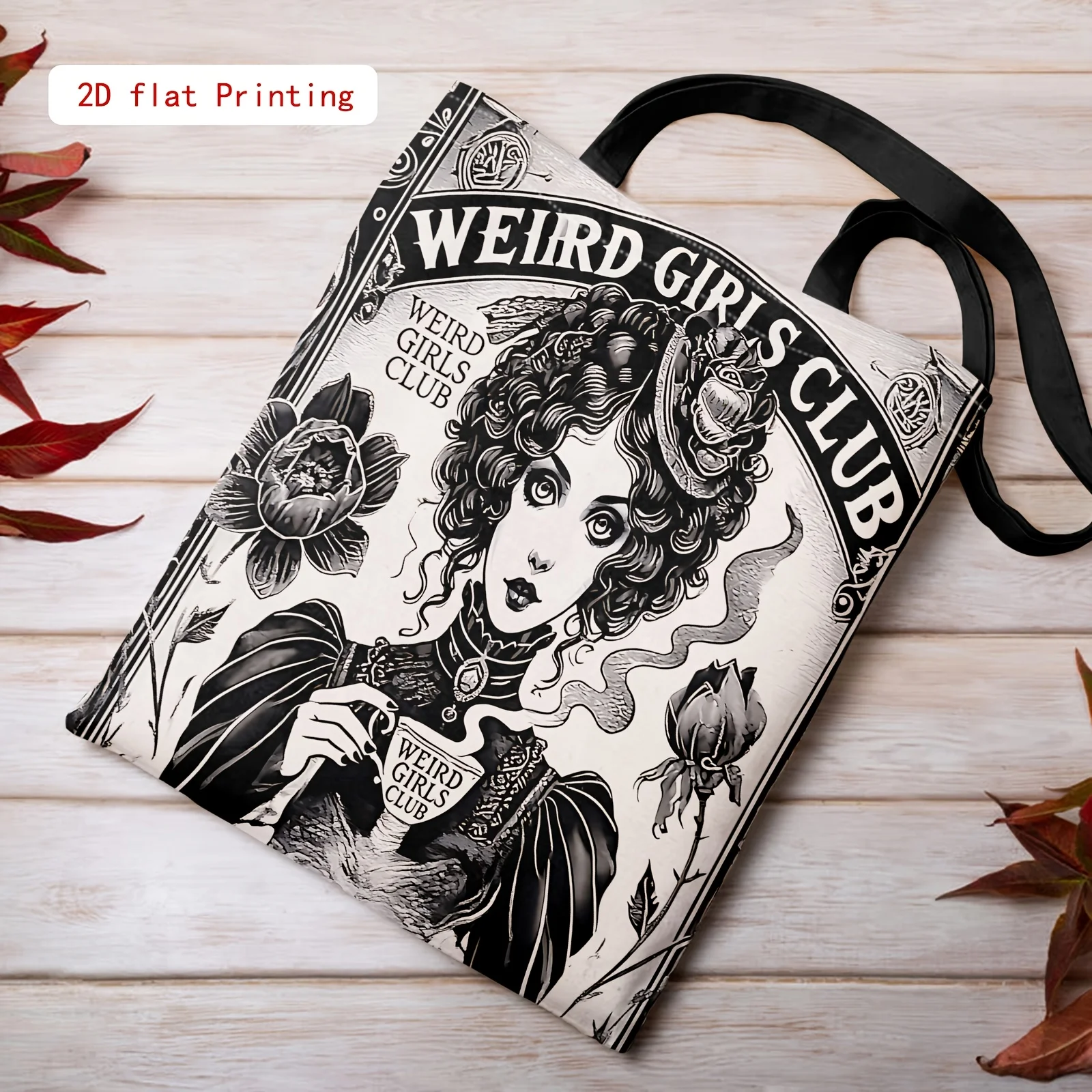 1pc Shoulder Bag  Weird Girls Club Gothic Art Tote Bag Handbag Pouch Travel Use Fashion Shopping Bag Portable
