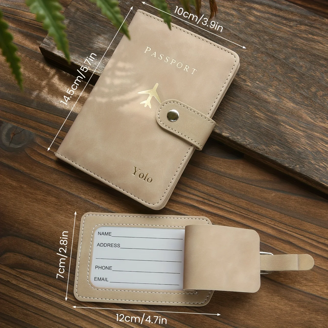 Custom Name Hot Stamping Passport Holder & Luggage Tag Gold Monogram Personalized Initial Leather Travel Cover Baggage Accessory