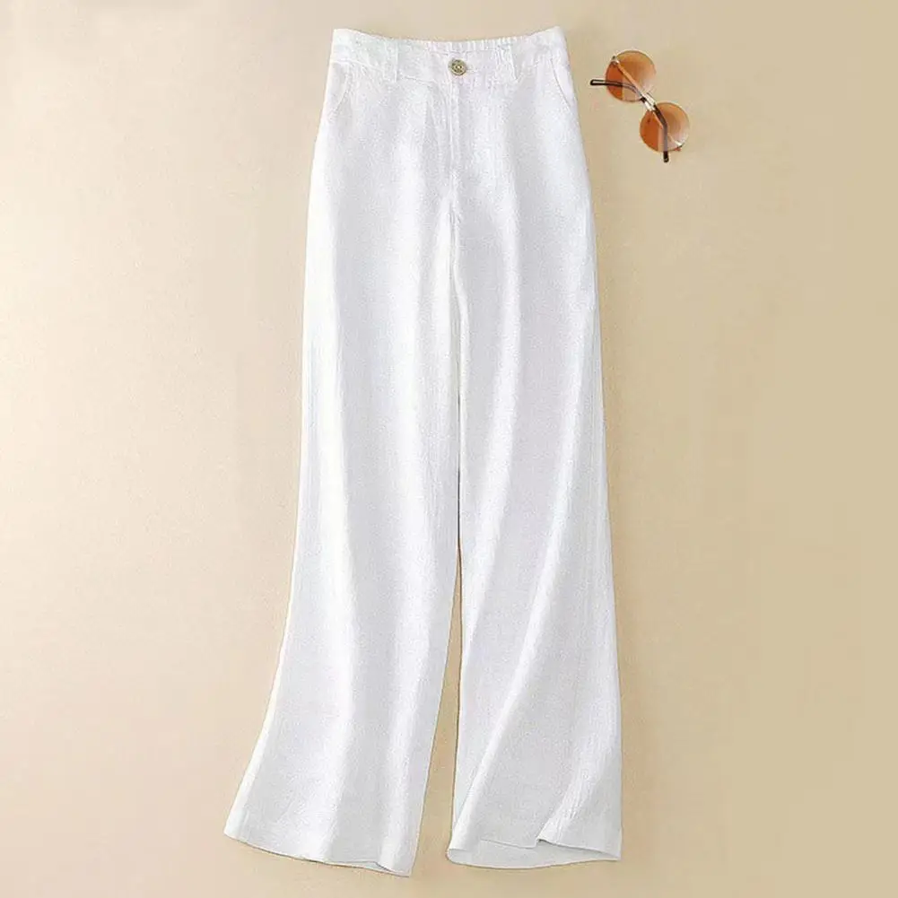 

Loose Fit Trousers Elegant Wide Leg Draped Trousers for Women Stylish High Waist Pants with Pockets Zipper Button Fly Women