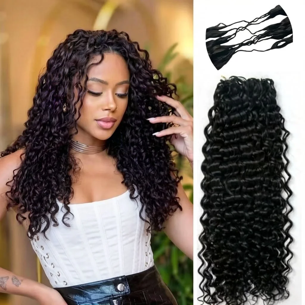 

Натуральные волосы Deep Wave Feather Crochet 12A, без узлов, предварительно разделенные, 100% натуральные необработанные волосы для плетения, Water Wave Feather Line