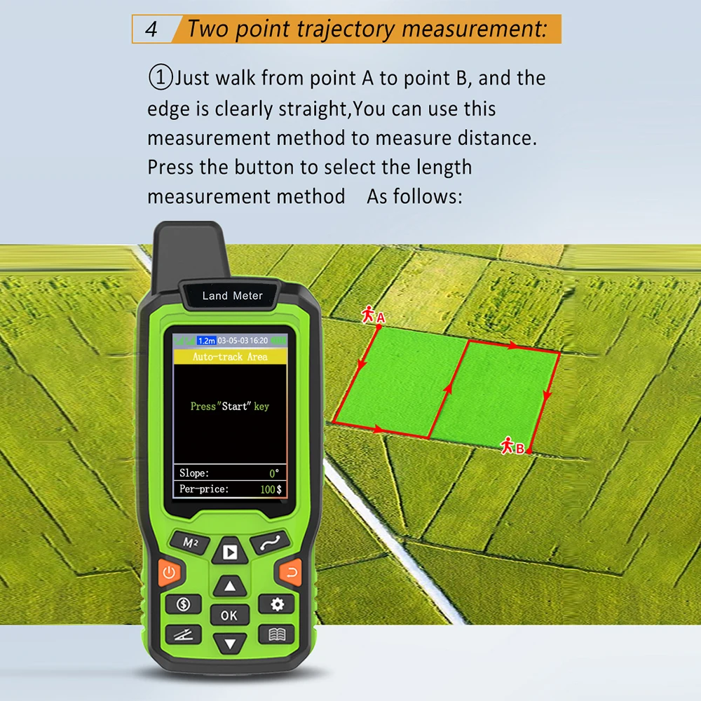 

EM90 High Precision Handheld GPS Navigation Track Land Area Meter with FSTN 2.4 inch Display Land Survey Measuring Instrument