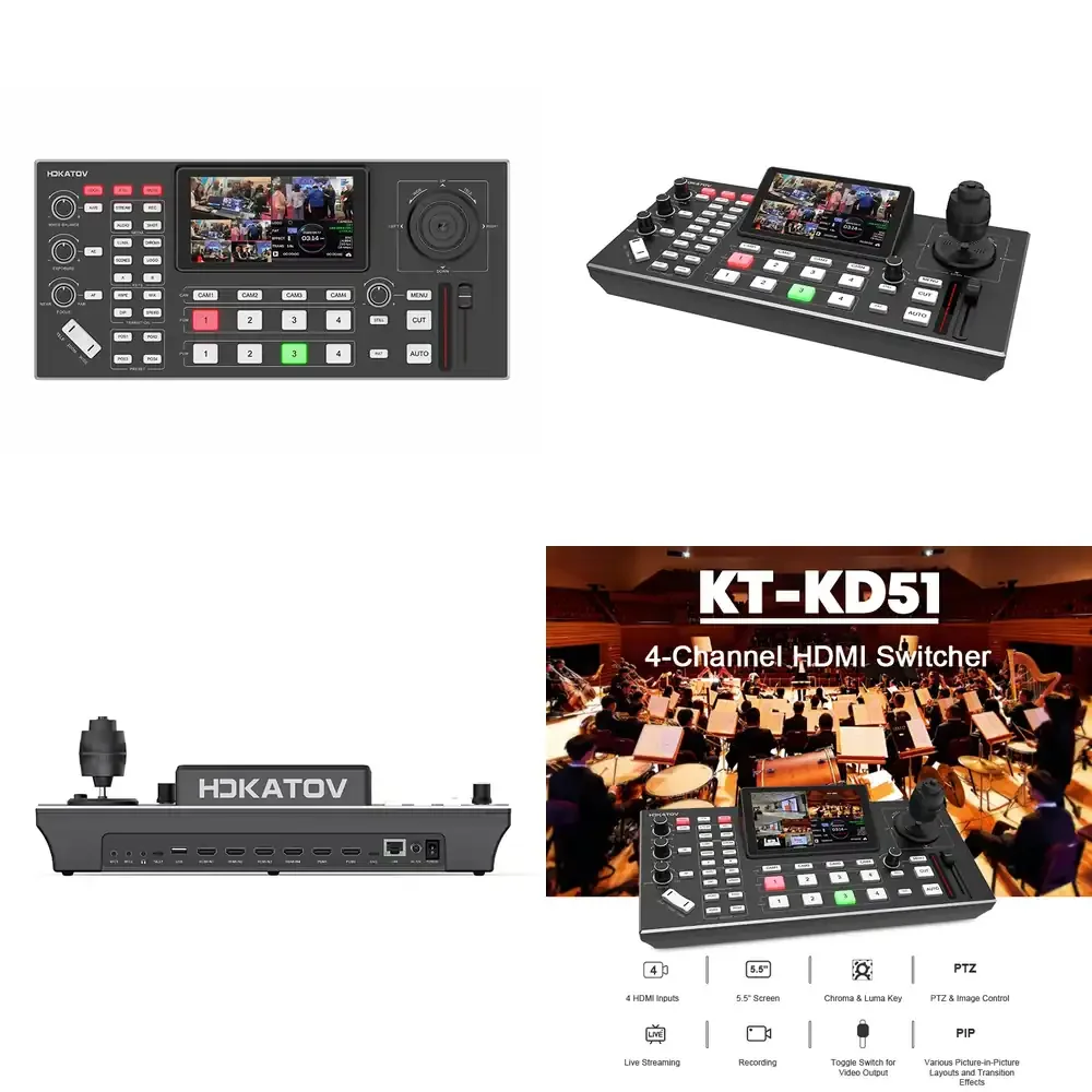 Professional Black Magic Video Mixer Switcher Live Streaming 4 Video 5.5 Inch FHD LCD Screen PTZ Control Video