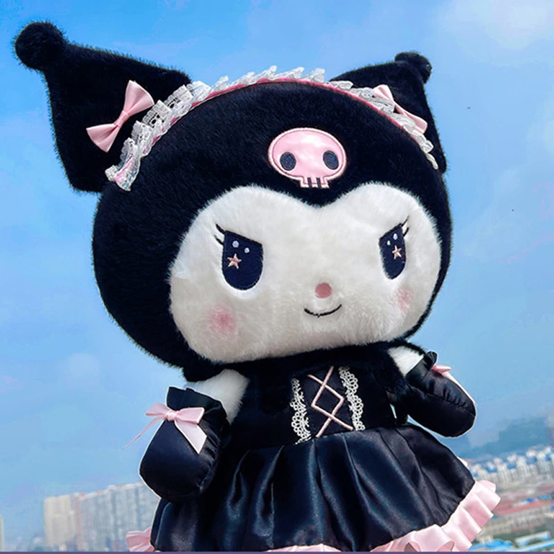 Kawaii 35cm Miniso Dark Demon Kuromi Plush Toy Girls Sanrio Soft Plushies Stuffed Animal Doll Gifts For Kids Birthday Present