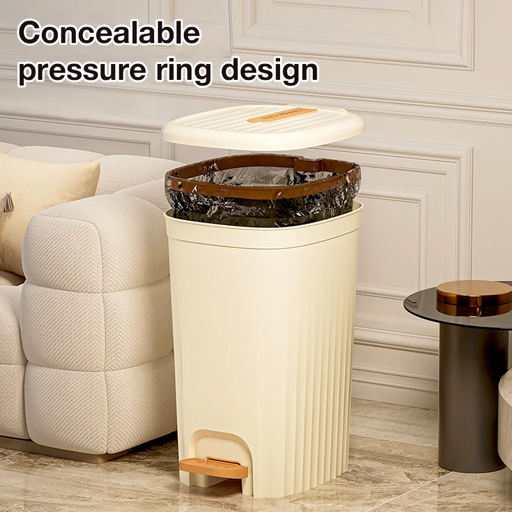 New 15L Nordic Kitchen Food Waste Bin Trash Can Foot Pedal Trash Can with Lid Bathroom Wastebasket Waterproof Garbage Can