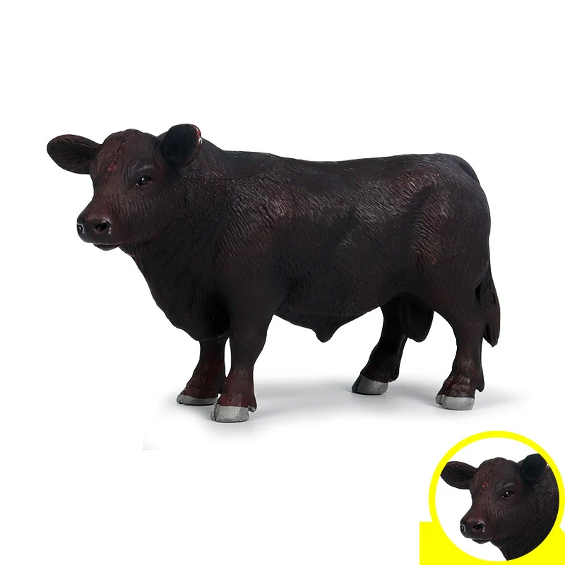 Simulazione in PVC Animali di bestiame Action Figures Collezione di modelli statici carini Modello di mucca nera Giocattoli per bambini