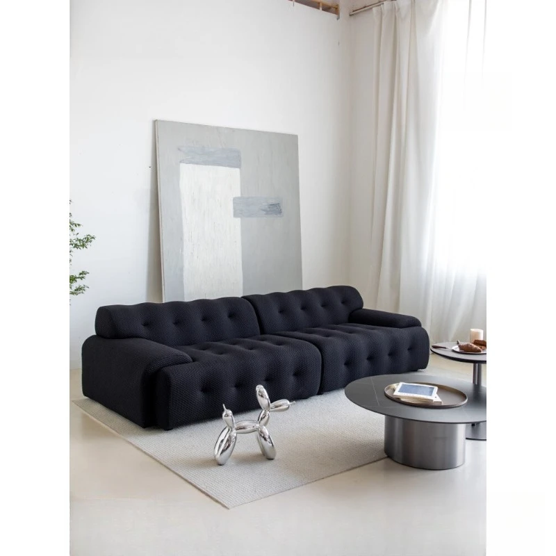 أريكة منزلية سوداء بسيطة مصنوعة من قماش غرفة المعيشة الإيطالي البسيط #3