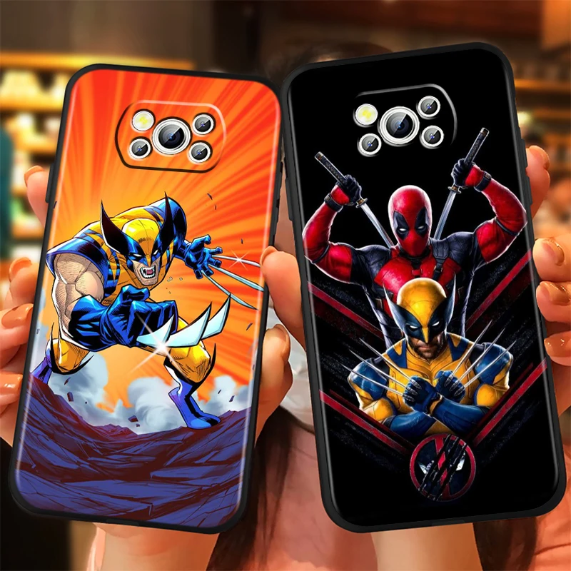 Marvel Wolverine Anime For Xiaomi Mi Poco F5 F4 F3 X6 X5 X4 X3 M6 M5 M5S M4 M3 C65 Pro GT NFC 5G Black Soft Phone Case