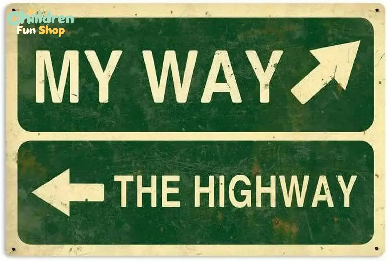 HomDeo Vintage Funny Tin Signs My Way Highway Retro Metal Sign Retro Wall Deocr  --Tin Sign