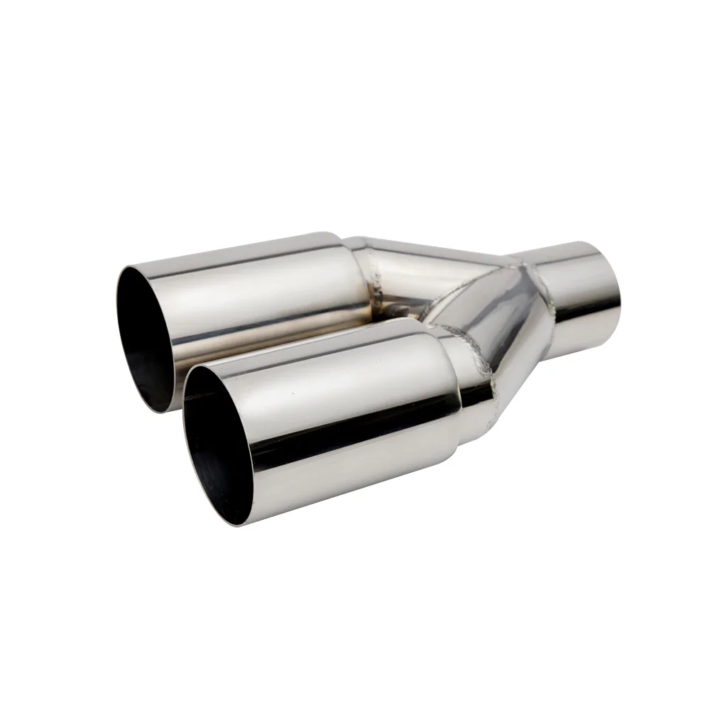 Aço inoxidável Single Layer Exhaust Tip, saída Silenciador, cauda Pipe End, corte reto, 63 milímetros de entrada, 76 milímetros