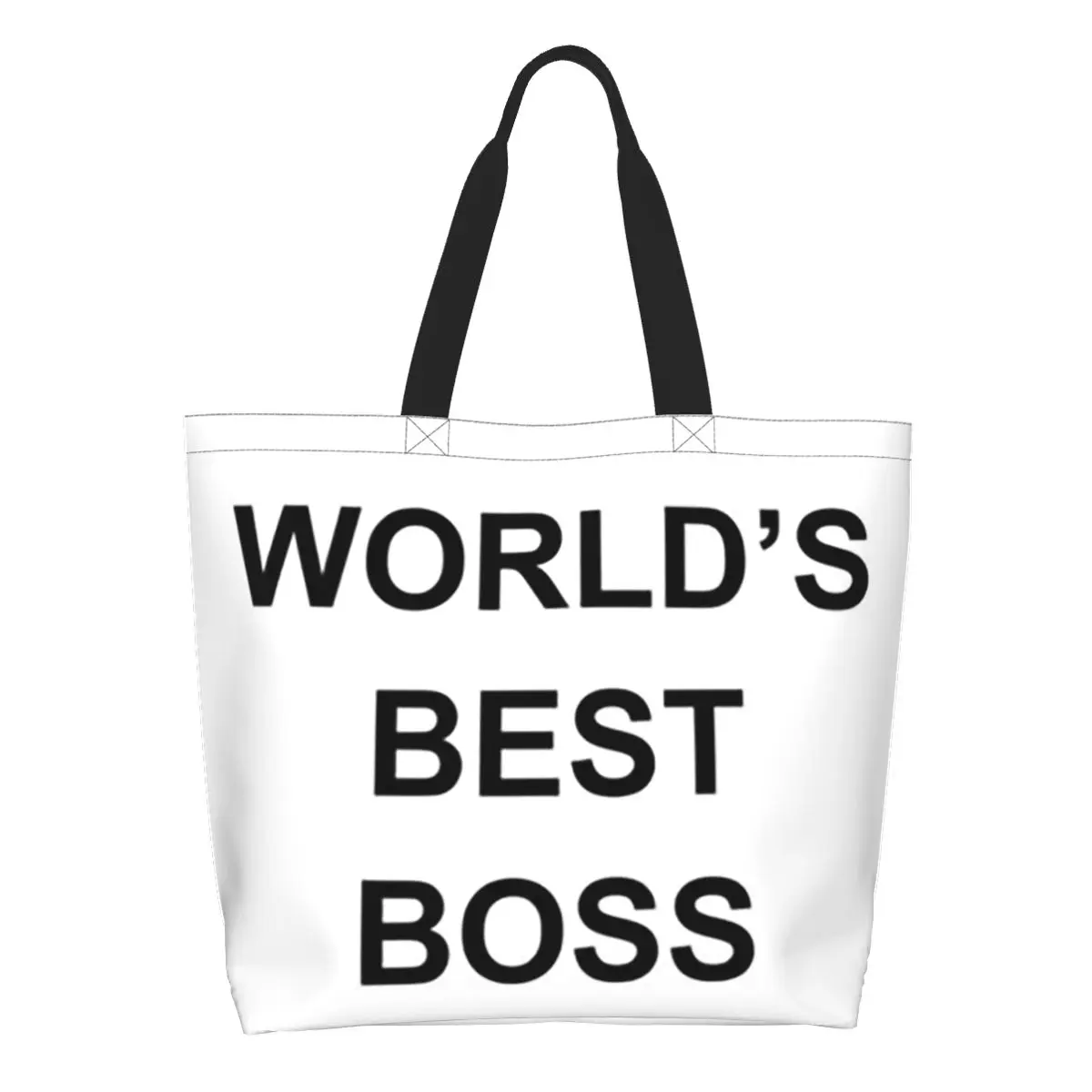 Worlds Best Boss The Office Dunder Mifflin Shopping Tote Bag Canvas Shoulder Bags Shopper Grocery Handbag for Women