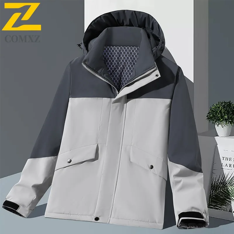 

COMXZ Мужская дорожная куртка, утолщенная ветрозащитная теплая парка для приключений на открытом воздухе, однотонная дизайнерская легкая осенне-зимняя одежда