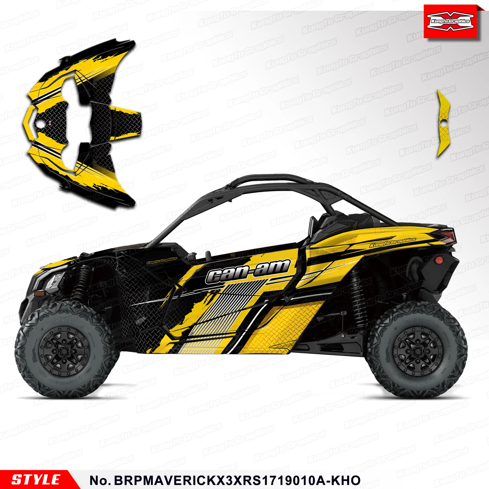 

KUNGFU графические наклейки, виниловые наклейки для CAN-AM CAN AM MAVERICK X3 XRS TURBO R 2017 2018 2019, BRPMAVERICKX3XRS1719010A-KHO