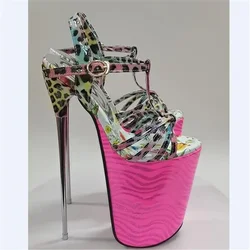 SDTRFT Unisex 20cm Metal Thin High Heels Platform Sandals Ankle Strap Shoes Woman Pumps SUMMER Peep Toe Stilettos Zapatos Mujer