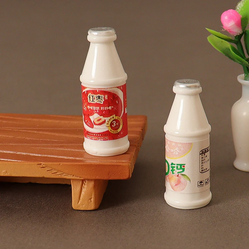 5Pcs 1/12 Dollhouse Miniature Simulation Milk Bottle Model Food Accessories For Doll House Decoration Kids Pretend Play Toys