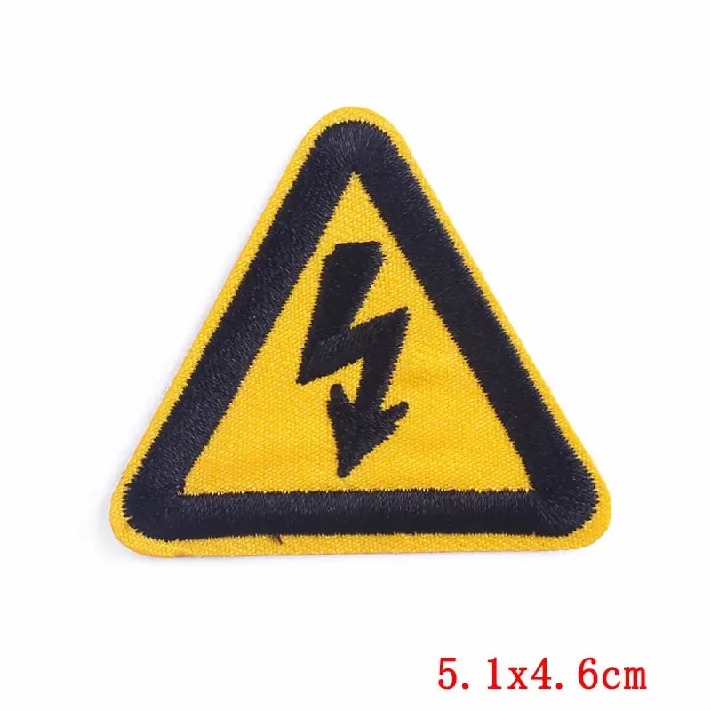 Traffic Signs Patches On Clothes Warning Signs Iron On Embroidered Patches For Clothing Dangerous Fragile Triangles Stripe Badge