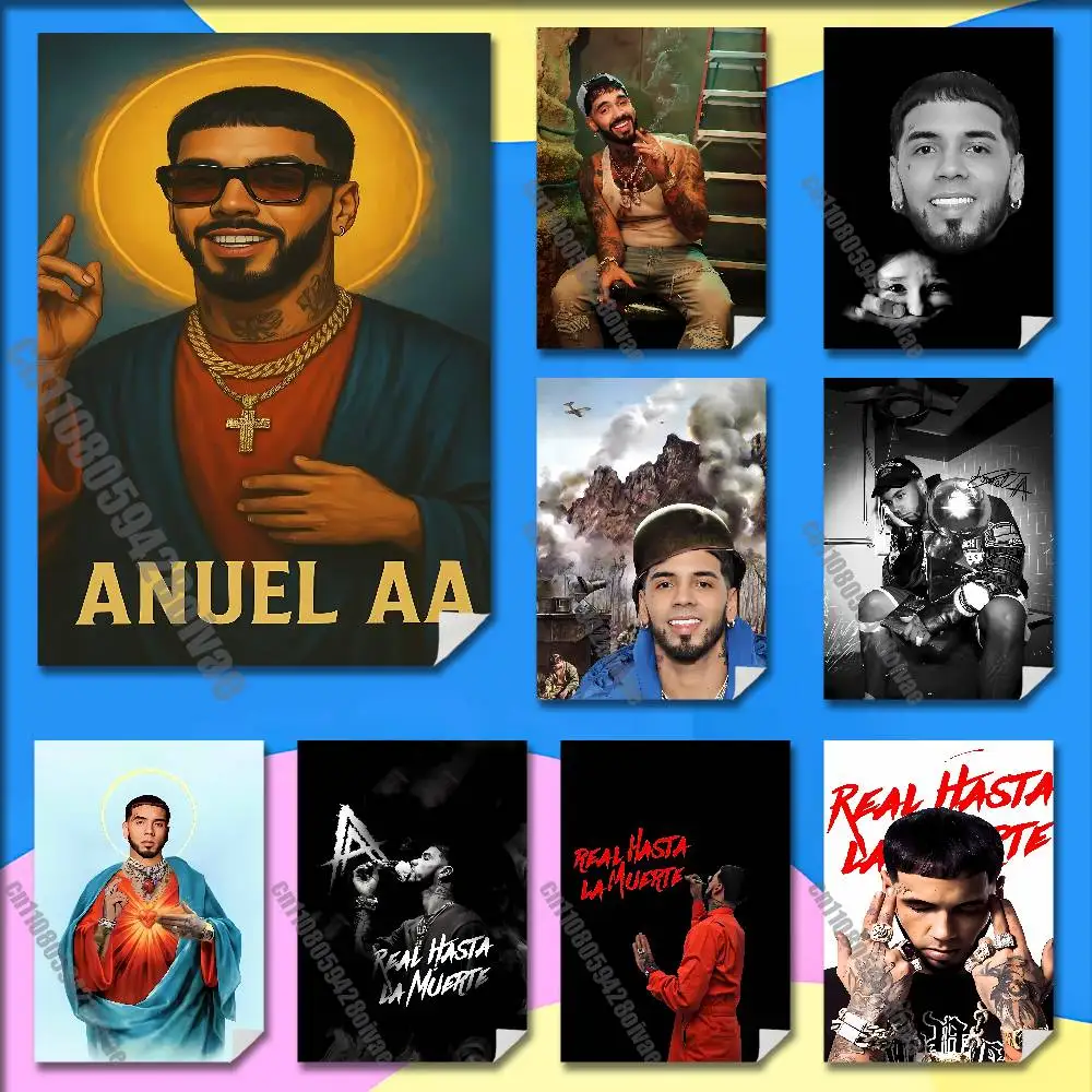 

A-Anuel AA Real Hasta la Muerte Poster Wall Murals For Home 21x30cm Self-adhesive Decoration Sticker Playbill Cover