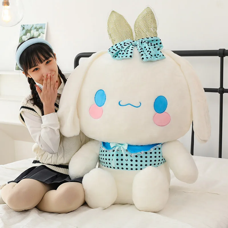 75CM tamaño grande Sanrio corona de flores Cinnamoroll muñeco de peluche Plushies Kawaii decoración de la habitación juguetes niños regalo de Navidad