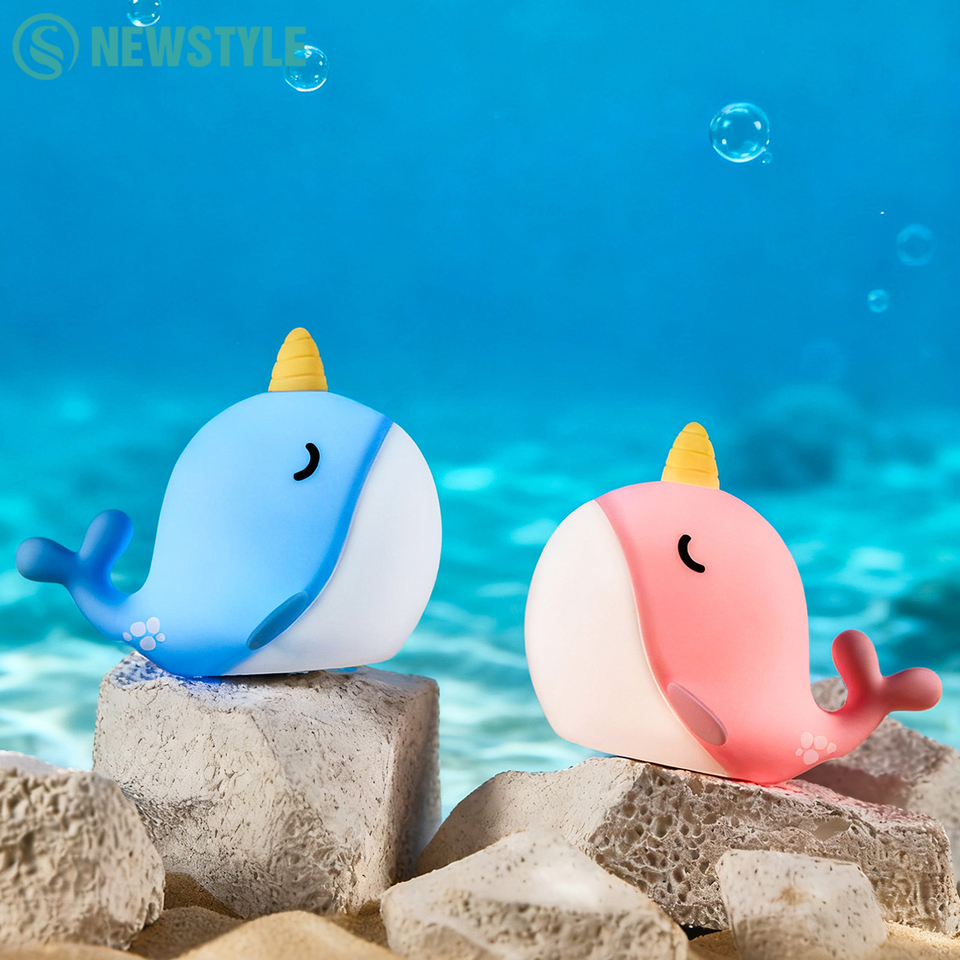  Silicone Narwhal Night Light Safe Soothing Touch Control Sleeping Nightlights Brightness Adjustable Besides Lamp For Christmas 