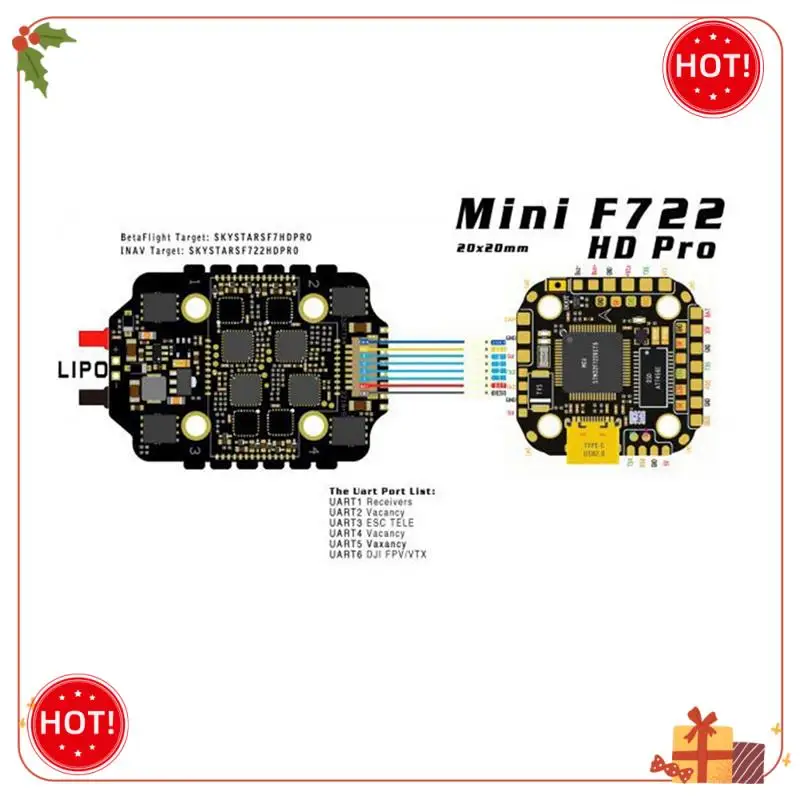 

Durable-F722 Mini Stack Flight Controller AM32 55A 4IN1 ESC 20X20 3-6S Built-In OSD For FPV Freestyle Drones Parts