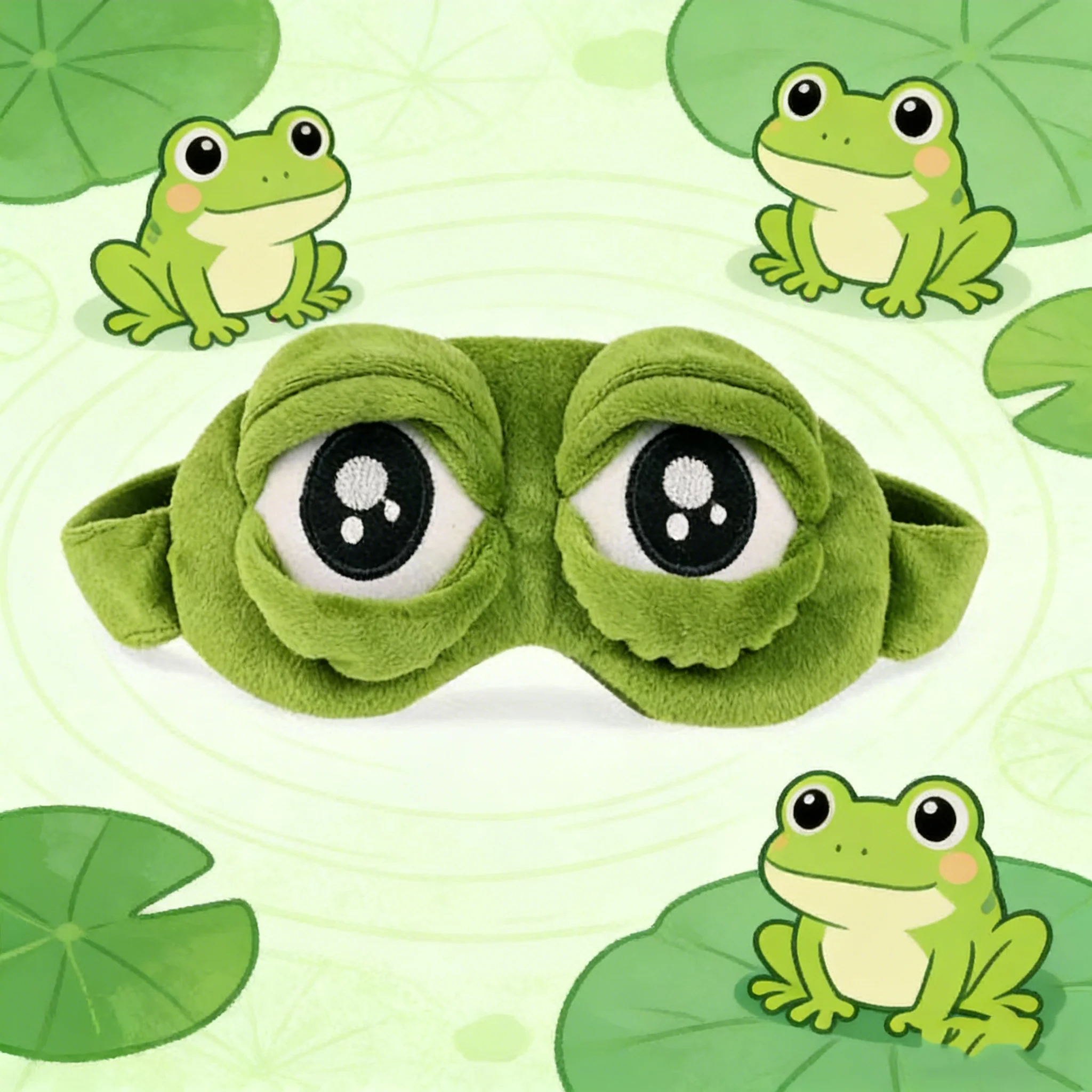 1pc Sad Green Frog Eye Mask, Cute cartoon frog midday shading eye mask