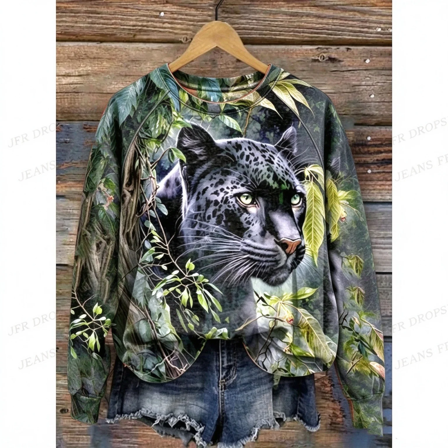 Fashion Jungle Leopard Floral 3D Print Sweatshirts Women's Oversized Raglan Long Sleeve Pullovers Harajuku Tops Female Clothing