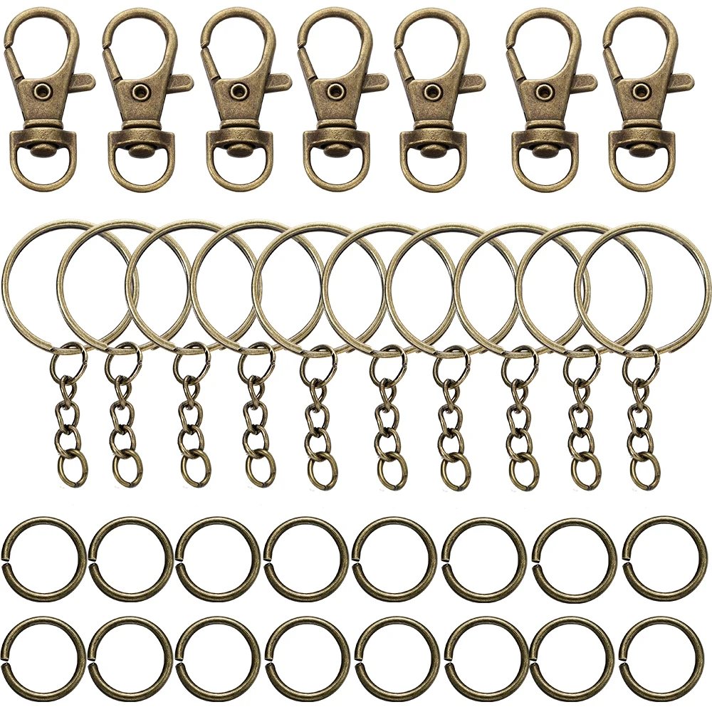 70 stks/partij Swivel Karabijnhaak Sleutelhangers met Ketting Ringetjes Connectors voor DIY Sleutelhanger Lanyard Sieraden Maken Accessoires Kits