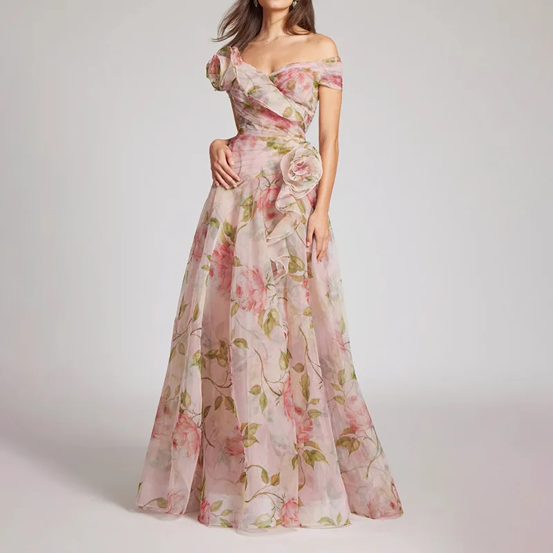 Fairy 3D Tieดอกไม้Drapedคุณภาพชุดสตรี 2025 ใหม่เก๋Fairycore Vคอเอวสูงสุภาพสตรีห้องพักช่วงวันหยุดBeach Robes