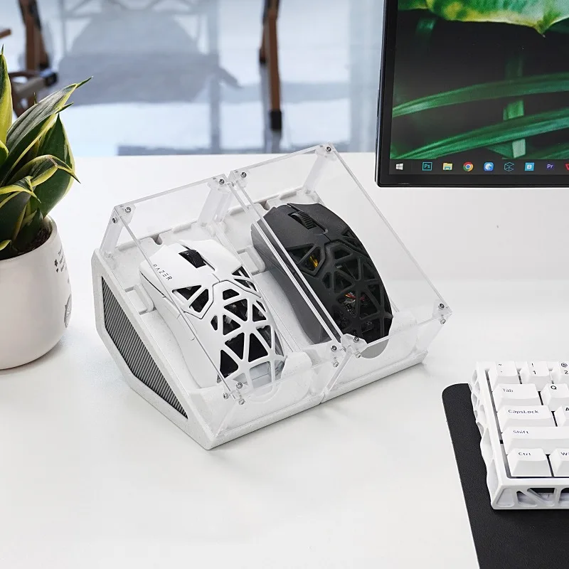 Custom Mouse Storage Display Box 3D Printing Acrylic Transparent Dust-proof Side By Side Magnetic Desktop Decoration Gamer Gifts