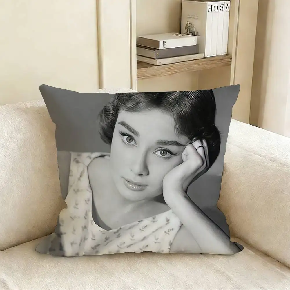 A-Audrey H-Hepburn Various Sizes Square Pillow Case For Car Home Bedchamber Decor
