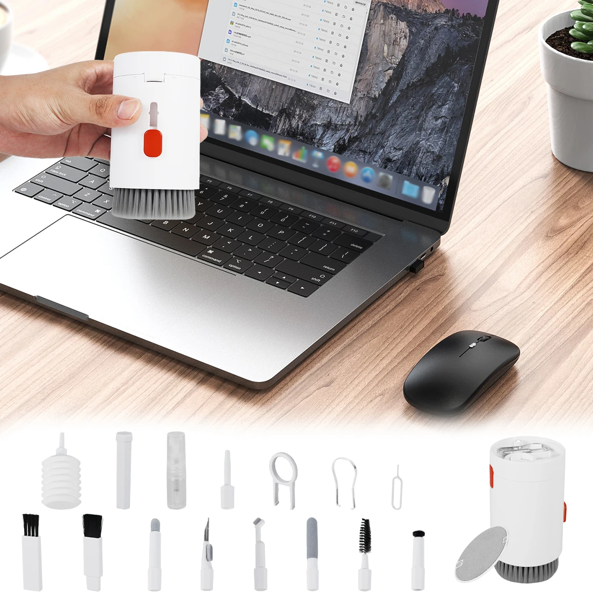 مجموعة أدوات تنظيف متعددة الوظائف ، قلم لوحة مفاتيح ، شاشة ، كمبيوتر ، سماعات أذن ، ساحب فرشاة ، مزيل الغبار ، 20 في 1