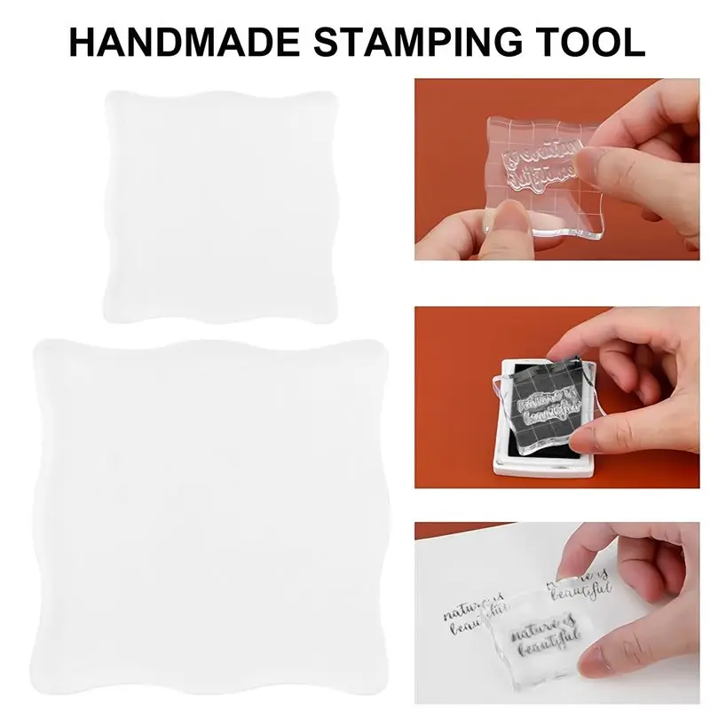 AEE8-7 Pieces Clear Stamp Blocks, Acrylic Stamping Blocks Tools Set With Grid For Scrapbooking Crafts, Cards, Schedule Book