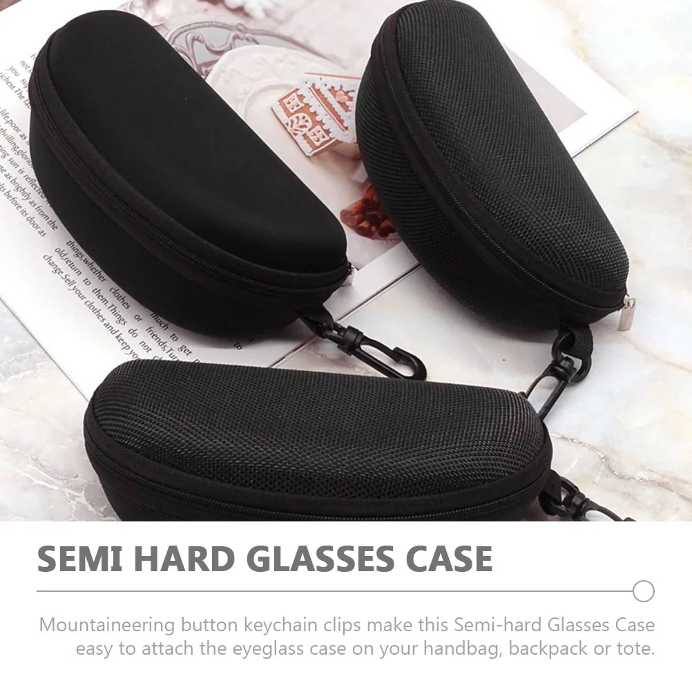 

3pcs Semi-Hard Glasses Case Lightweight Anti-Scratch Eyeglasses Case With Keychain For Sunglasses Travel Outdoor Storage