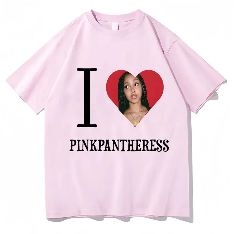 

I LOVE PINKPANTHERESS Painting T-shirt Men Woman Clothes Harajuku Loose Fashion T Shirts Cotton Short Sleeve Casual T-shirts