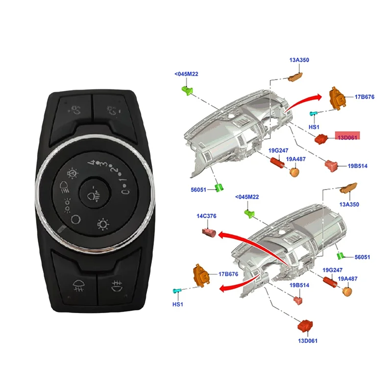 

Durable-Car Headlight Fog Lamp Switch Automatic Headlamp On/Off Switch Assembly For Ford Focus 2013-2019 Mondeo Mustang Ranger